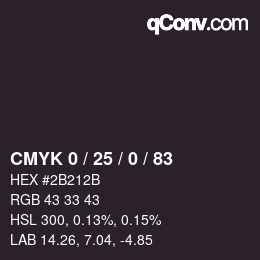 Farbcode: CMYK 0 / 25 / 0 / 83 | qconv.com