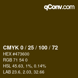 Color code: CMYK 0 / 25 / 100 / 72 | qconv.com