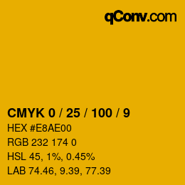 Color code: CMYK 0 / 25 / 100 / 9 | qconv.com
