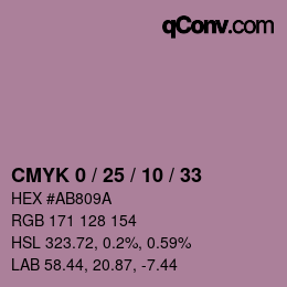 カラーコード: CMYK 0 / 25 / 10 / 33 | qconv.com