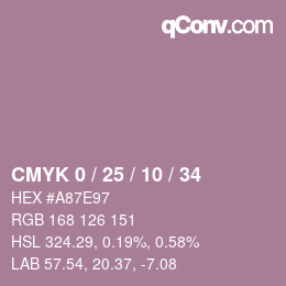 カラーコード: CMYK 0 / 25 / 10 / 34 | qconv.com