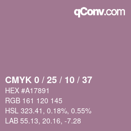 カラーコード: CMYK 0 / 25 / 10 / 37 | qconv.com