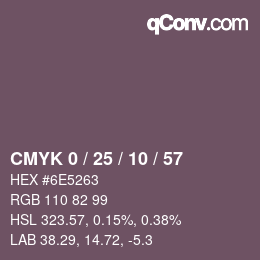 カラーコード: CMYK 0 / 25 / 10 / 57 | qconv.com