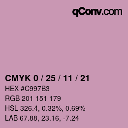 カラーコード: CMYK 0 / 25 / 11 / 21 | qconv.com
