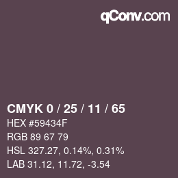 Color code: CMYK 0 / 25 / 11 / 65 | qconv.com