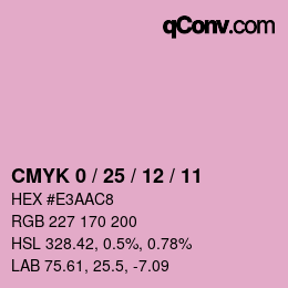 カラーコード: CMYK 0 / 25 / 12 / 11 | qconv.com