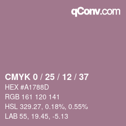 カラーコード: CMYK 0 / 25 / 12 / 37 | qconv.com