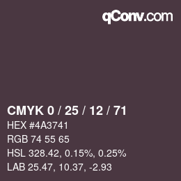 Color code: CMYK 0 / 25 / 12 / 71 | qconv.com