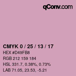 Color code: CMYK 0 / 25 / 13 / 17 | qconv.com