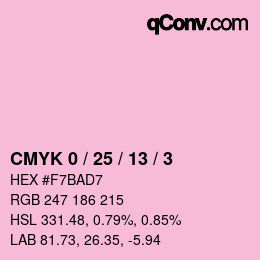 カラーコード: CMYK 0 / 25 / 13 / 3 | qconv.com