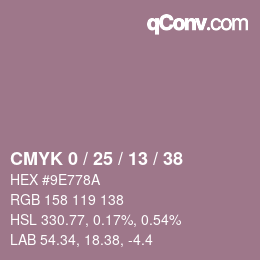 カラーコード: CMYK 0 / 25 / 13 / 38 | qconv.com