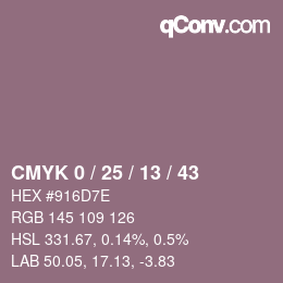 カラーコード: CMYK 0 / 25 / 13 / 43 | qconv.com