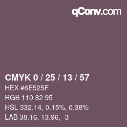 カラーコード: CMYK 0 / 25 / 13 / 57 | qconv.com