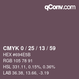 Color code: CMYK 0 / 25 / 13 / 59 | qconv.com