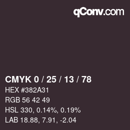 Color code: CMYK 0 / 25 / 13 / 78 | qconv.com
