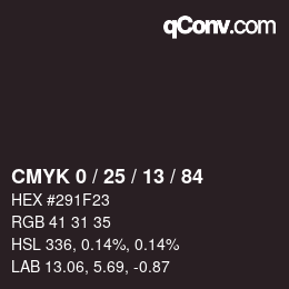 カラーコード: CMYK 0 / 25 / 13 / 84 | qconv.com