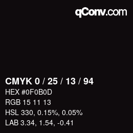 カラーコード: CMYK 0 / 25 / 13 / 94 | qconv.com