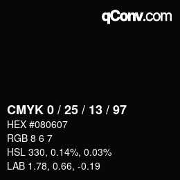 カラーコード: CMYK 0 / 25 / 13 / 97 | qconv.com