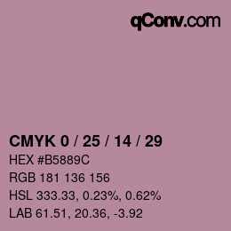 カラーコード: CMYK 0 / 25 / 14 / 29 | qconv.com