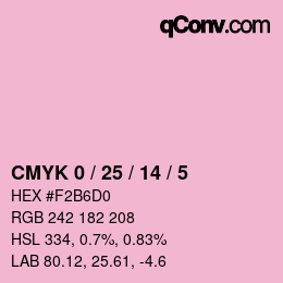 カラーコード: CMYK 0 / 25 / 14 / 5 | qconv.com
