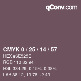カラーコード: CMYK 0 / 25 / 14 / 57 | qconv.com