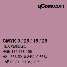 Código de color: CMYK 0 / 25 / 15 / 28 | qconv.com