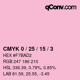 カラーコード: CMYK 0 / 25 / 15 / 3 | qconv.com