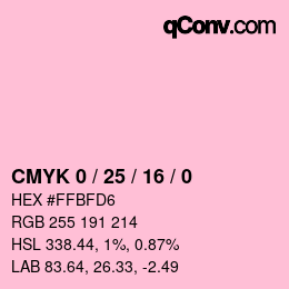 Color code: CMYK 0 / 25 / 16 / 0 | qconv.com