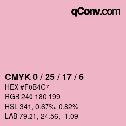 カラーコード: CMYK 0 / 25 / 17 / 6 | qconv.com