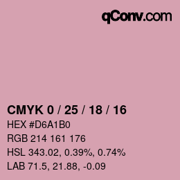 Farbcode: CMYK 0 / 25 / 18 / 16 | qconv.com