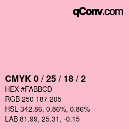 Color code: CMYK 0 / 25 / 18 / 2 | qconv.com