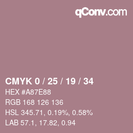 カラーコード: CMYK 0 / 25 / 19 / 34 | qconv.com
