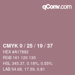 Farbcode: CMYK 0 / 25 / 19 / 37 | qconv.com