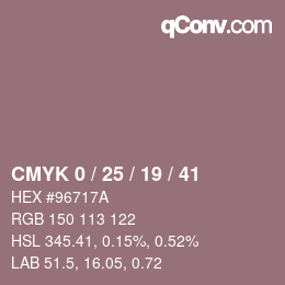 颜色代码: CMYK 0 / 25 / 19 / 41 | qconv.com
