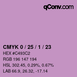 カラーコード: CMYK 0 / 25 / 1 / 23 | qconv.com