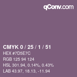 カラーコード: CMYK 0 / 25 / 1 / 51 | qconv.com