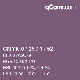 Farbcode: CMYK 0 / 25 / 1 / 52 | qconv.com