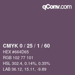 カラーコード: CMYK 0 / 25 / 1 / 60 | qconv.com