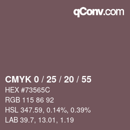 カラーコード: CMYK 0 / 25 / 20 / 55 | qconv.com