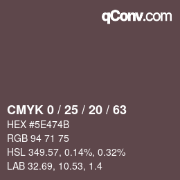 Color code: CMYK 0 / 25 / 20 / 63 | qconv.com