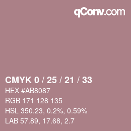 颜色代码: CMYK 0 / 25 / 21 / 33 | qconv.com