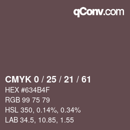 カラーコード: CMYK 0 / 25 / 21 / 61 | qconv.com