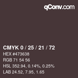 Color code: CMYK 0 / 25 / 21 / 72 | qconv.com