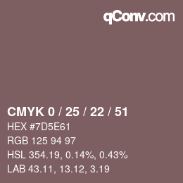 颜色代码: CMYK 0 / 25 / 22 / 51 | qconv.com