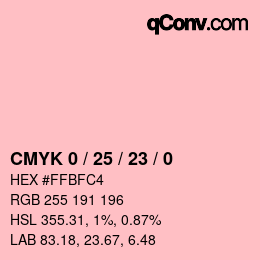 Color code: CMYK 0 / 25 / 23 / 0 | qconv.com