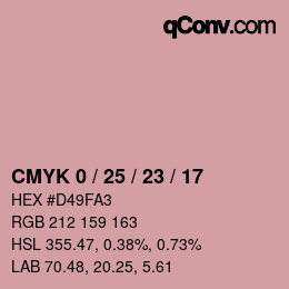 カラーコード: CMYK 0 / 25 / 23 / 17 | qconv.com