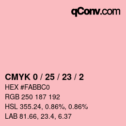 颜色代码: CMYK 0 / 25 / 23 / 2 | qconv.com