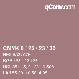 颜色代码: CMYK 0 / 25 / 23 / 36 | qconv.com