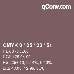 颜色代码: CMYK 0 / 25 / 23 / 51 | qconv.com