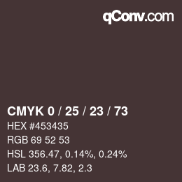 カラーコード: CMYK 0 / 25 / 23 / 73 | qconv.com